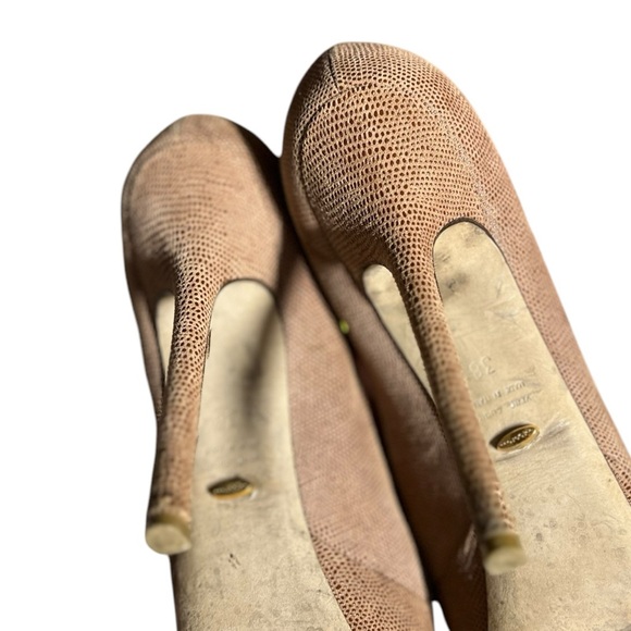 🌻Sergio Rossi Croc Embossed Nude Tan Platform Pump Heels Size 38 - Picture 9 of 10